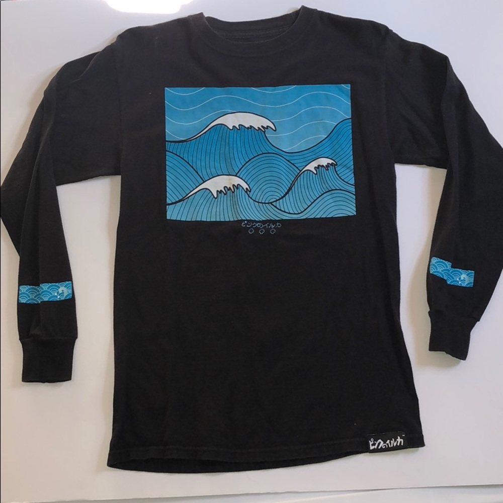 Pink dolphin waves long sleeve tee